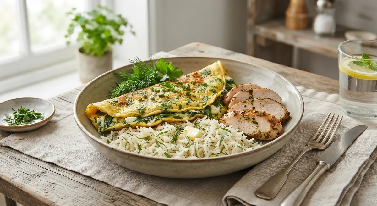 Herb Omelette Basmati Rice Turkey